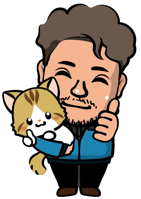 代表と猫のイラスト